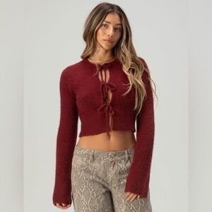 West of Melrose - Burgundy Cardigan Sweater